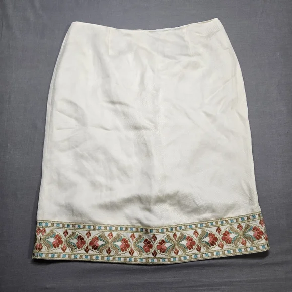 Doncaster Collection Linen Silk Suit Set‎ Colorful Embroidery Tunic Skirt Set - Picture 3 of 16